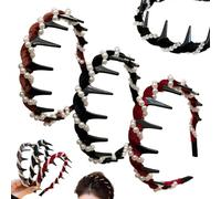3 Pack Vintage High Cranium Artificial Pearl Hairband, Elegant Braided Pearls Headbands with Teeth, Rhinestones Hair Accessories, Classic Retro Hair Hoop for Parties and Daily Wear (Style B, One Size)