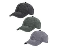 3 Pack Vintage Washed Adjustable Cotton Baseball Caps Men and Women, Unstructured Low Profile Plain Classic Black Dad Hat - - L