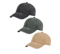 3 Pack Vintage Washed Adjustable Cotton Baseball Caps Men and Women, Unstructured Low Profile Plain Classic Black Dad Hat - - L