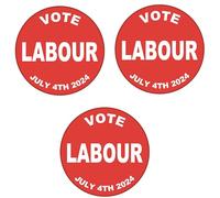 3 Pack - Vote Labour - 59mm Badge/Badges - General Election July 4th 2024