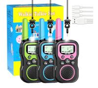 3 Pack Walkie Talkies for Kids Rechargeable 3 KM Handheld Kids Walkie Talkies Long Range 8 Channel 2 Way Radio Birthday Party Gifts for 3-12 Year Old Girls Boys Outside Adventure Camping Hiking