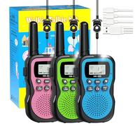 3 Pack Walkie Talkies for Kids Rechargeable 3 KM Handheld Kids Walkie Talkies Long Range 8 Channel PMR446 MHz 2 Way Radio 0.5W ERP Birthday Party Gifts for 3-12 Year Old Girls Boys Camping Hiking
