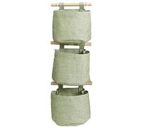 3 Pack Wall Hanging Storage Bags Cotton Linen Fabric Hanging Organizer Door Storage Bags for Room Bathroom(Fruit green)