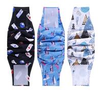 3-Pack Washable Dog Belly Bands for Male Dogs, Reusable and Adjustable Male Dog Wraps, Super Absorbent Dog Nappies for Incontinence, Marking, Training, and Travel, Leak-Proof Breathable (Tree, L)