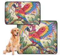 3 Pack Water Absorbing Mat for Dog Bowl Dog Pee Mat Washable Anti Slip Mat for Dogs for Travel 20x24in Macaw Tropical Rainbow Collage