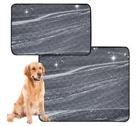 3 Pack Water Absorbing Mat for Dog Bowl Large Dog Pee Pads Washable Anti Slip Floor Mat for Pet Bed 20x24in Fake Glitter Marble Grain Gray