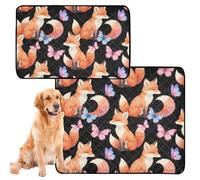 3 Pack Water Absorbing Mat for Dog Bowl Large Dog Pee Pads Washable Anti Slip Rug for Car and Airplane 20x24in Fox Butterfly