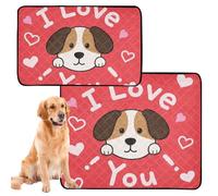 3 Pack Water Absorbing Mat for Dog Bowl Muddy Mats for Dogs Large Washable Anti Slip Rug for Indoor 20x24in I Love Your Valentine Dog