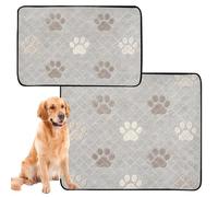 3 Pack Water Absorbing Mat for Dog Bowl Reusable Pee Pads Anti Slip Rug for Lawn 20x24in Paw Grey White