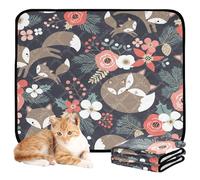3 Pack Water Absorbing Mat for Dog Bowl Rug for Dogs Muddy Feet Washable Anti Slip Floor Mat for Sofa 20x24in Cute Fox