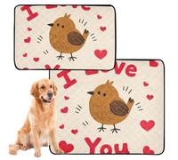 3 Pack Water Absorbing Mat for Dog Bowl Washable Dog Mat Anti Slip Mat for Dogs for Lawn 20x24in I Love Your Valentine Cartoon Bird