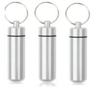 3 Pack Waterproof Aluminium Pill Box - Compact Pill Holder for Outdoor Travel, Camping, and Daily Use - 14*48mm Silver Pill Container with Keychain for Easy Portability and Water Resistance - Ideal fo