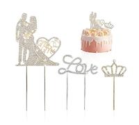 3 Pack Wedding Cake Toppers,Mr & Mrs Wedding Decor,Heart Crown Cake Topper,Rhinestone Cake Toppers,Personalized Cake Decorations,Suitable for wedding party