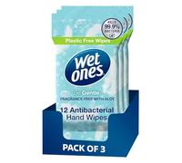 3 Pack Wet Ones Unscented Hand Wipes - 36 Wipes, Fragrance Free Biodegradable Wipes Gentle on Skin with Aloe, Plastic Free, Travel Size Hand Cleaning Wipes for Home, Office & Everyday Fresh Cleaning