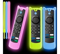 [3 Pack] Wevove Silicone Remote 3rd gen Cover with Lanyard, Anti-Slip Soft Silicone Protective Controller Case (Glow Yellow&Glow Pink&Glow Blue)