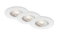 BRILONER Leuchten 7048-036 LED Recessed Lights, Set of 3, Dimmable LED Module, Swivelling, Each 5 Watt, 460 Lumens, 3,000 Kelvin, IP23, White, 90 x 24 mm (DxH)