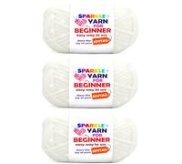 3 Pack White Sparkle Yarn for Crocheting and Knitting,White Metallic Glitter Crochet Knitting Yarn for Beginners with Easy-to-See Stitches Easy Yarn for Beginners Crochet Kit(3x50g)