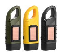 3 Pack Wind Up LED Torch, Hand Crank & Solar Powered Torch with Carabiner, Super Bright 10m Emergency Flashlight, Portable Camping Torchs for Hiking, Outdoor, Survival