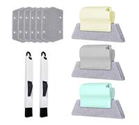 3 Pack Window Slot Cleaning Brush (Metre, Grey, Green) and 6 Replacement Cotton Pads, 2 Small Black Brushes, Door Rail Hand Cleaning Brush, Quick Cleaning Tool.