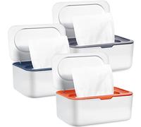 3 Pack Wipes Dispenser,Refillable Baby Wipe Dispenser,Baby Wipe Holder Keeps Wipes Fresh,Non-Slip Wipes Container with Sealing Design,Bathroom Tissues Wipes Case Box with Lids,Easy Open & Close