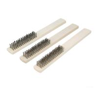3 Pack Wire Brush Stainless Steel Bristles Wood Handle for Rust Removal Scale Cleaning Oil Stain and Paint Coat Stripping
