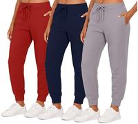 3 Pack: Women’s Fleece Jogger Trousers Sweatpants Tracksuit Running Bottoms French Terry Running Sports Lounge Active Ladies Warm Sweat Jogging Track Pants Casual Athletic Camo Pockets - Set 9, XL