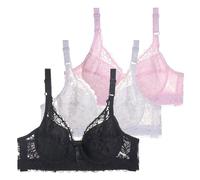 3 Pack Women's Bralettes Underwired Big Breasts - Women Push Up Bra Strong Hold Padded Deep V Neck Wireless, Soft Sleep Bra Breathable Underwear