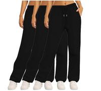 3 Pack Womens Joggers Sweatpants Plain Casual Jogging Pants Athletic Sweatpants Running Gym Workout Tracksuit Bottoms Drawstring Elastic Waist Lounge Trousers with Pockets