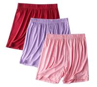 3 Pack Women's Pyjama Shorts Super Soft Sleeping Bottoms Cotton Trousers Ladies Lounge Pants Elastic Waist Sleep Pajama Bottoms Wide Leg Sleepwear Lounge Shorts for Beach Gym Running