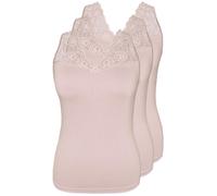 3 Pack Women's Sleeveless Vest Temptation by Pompadour 10-20 White or Adobe Rose