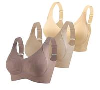 3 Pack Womens Sports Bras Ladies Non Wired Bra Push Up Bralette Wireless Bralettes Full Coverage Brassiere Adjustable Straps Underwear Soft Breathable Crop Top Comfort Everyday Lingerie Workout Bra