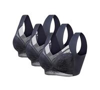 3 Pack Womens Sports Bras, Wireless Lace Bras Soft Comfort Breathable Vest Bralette Ladies Non Wired Full Coverage Bra Push Up Anti Sagging Bra Plus Size Underwear Wide Straps Everyday Bralettes