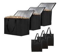 3 Pack Wood Pellet Storage Bag,20LBs Outdoor Waterproof Pellet Storage Containers Charcoal Container Smoker,Fuel Pellet Storage Bag Smoker Pellet Dispenser for Campping, Grill