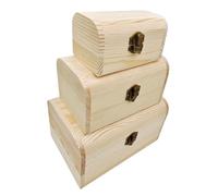 3 Pack Wooden Arc Design Treasure Boxes,3 Size Small Wooden Storage Chest for Jewelry and Keepsakes Rustic Desktop Organizer