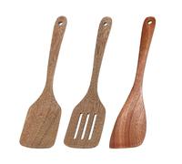 3 Pack Wooden Spatula for Cooking 12 Inches Paddle, Turner, Slotted Spatula, Cooking Utensils for Nonstick Cookware, Kitchen for Fish, Eggs, Pancakes