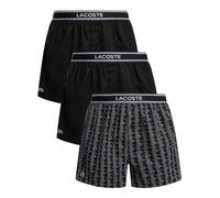 Lacoste Men's 3 Pack Woven Boxers, Black