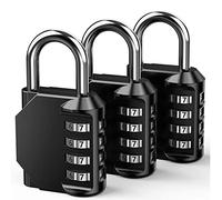 3 Pack x 4 Digit Combination Padlock for Gym Locker - Indoor and Outdoor Weatherproof Padlock with Code - Cut Resistant Digital School Locker Padlock
