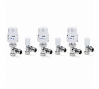 3 Pack X Lavatap Thermostatic Radiator Valve Angled Trv & Lockshield 15mm Radiator Thermostat Valve