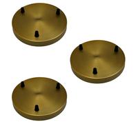 3 Pack Yellow Brass Ceiling Rose 3 Outlet 200mm Metal Round Light Fitting Base for Pendant Lamp Holders Modern Ceiling Fixture Plate Canopy Ideal for Stylish Home Lighting and Decorative Hanging Light