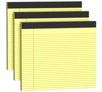 3 Pack Yellow Legal Pads 11 x 9.5 College Ruled Yellow Paper Note Pad Narrow Ruled 30 Sheets Notepads Perforated Writing Pad Clear Print Landscape Pads of Paper