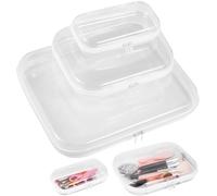 3 Pack Zippered Hard Pouch, Reusable Clear Plastic Board Game Storage, Small Toiletry Bag, Clear Hard Shell Zipper Case for Small Items, Toys, Building Blocks, Puzzles, Cosmetics&Stationery