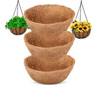 3 Packs 12" Round Coco Plant Liners, 100% Natural Fiber Replacement Coconut Grass Liners for Planters Coconut Planter Liners Planter Basket Liners for Hanging Basket Flowers Vegetables Patio Garden