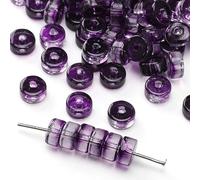 3 Packs 120pcs Gradient Glass Seed Beads 6x3mm Flat Round Spacer Beads for Craft DIY Beading-Dark Purple