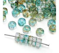 3 Packs 120pcs Gradient Glass Seed Beads 6x3mm Flat Round Spacer Beads for Craft DIY Beading-Pink and Green