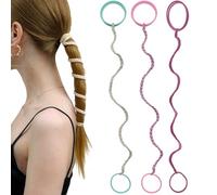 3 Packs 16" Hair Bands for Thin Fine Hair, Elastic Hair Ties No Damage for Women Girls Strong Long Braided Ponytail Holders Pony Tail Wrap Hair Tie for Sports GYM Pool Beach Swimming Workout