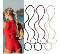 3 Packs 25" Ponytail Holders - Elastic Hair Ties for Sports, Braided Scrunchies for Thick, Curly, Thin or Fine Hair (Mix Color)