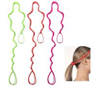 3 Packs 25" Ponytail Holders Hair Ties for Women, Colored Elastic Braided Hair Tie No Damage for Long Thick Curly Hair Stretchy NoTangle Spiral Hair Ties for Sport Swimming Motorcycle Riding