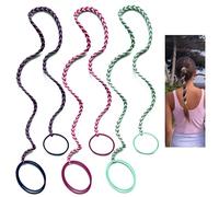 3 Packs 25" Ponytail Holders Hair Ties for Women, Colored Elastic Braided Hair Tie No Damage for Long Thick Curly Hair Stretchy NoTangle Spiral Hair Ties for Sport Swimming Motorcycle Riding