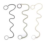 3 Packs 25" Rip tie hair ties,Elastic Hair Tie No Damage Strong Tangle Free Braided Pony tails Hair Ties Pony Tail Wrap for Long Hair for Gym, Swimming.Coffee, beige,black.