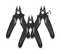 3 Packs 3.5 Inch Micro Cutter with Lock Flush Cutter Mini Wire Cutters Side Cutters Diagonal Cutting Pliers Small Flush Cut Pliers Jewelers Tools Soft Wire Snips Nippers for Electronic, Model, Black